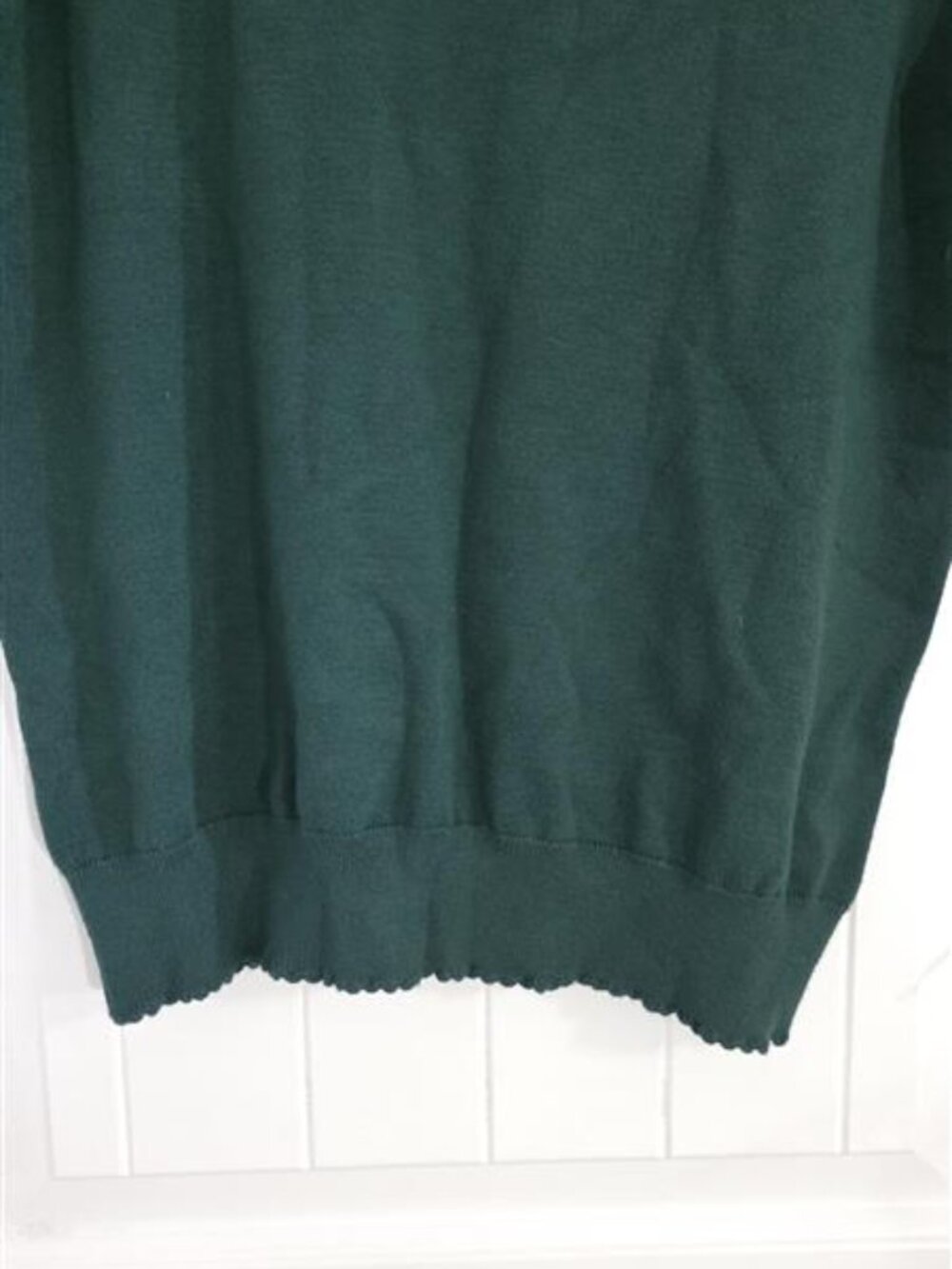 NWT Anne Klein Botanical Green Short Sleeve Sweater Top Gold Buttons M - Picture 6 of 10